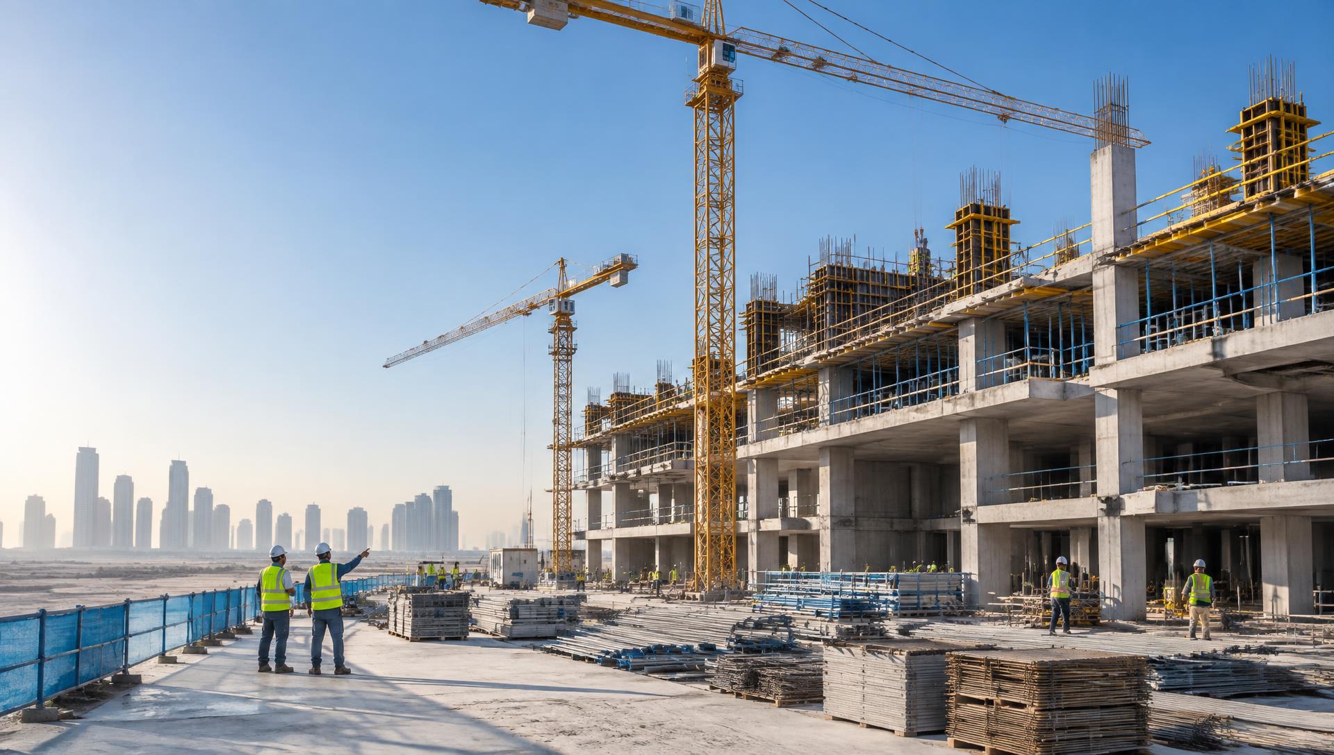 Organised concrete construction site in the UAE